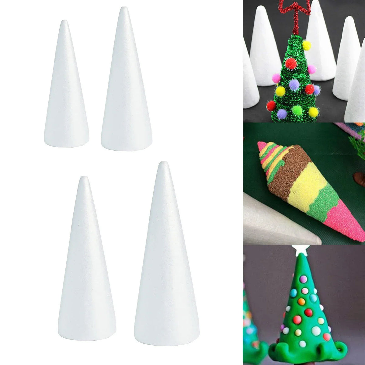DIY Foam Cones for Christmas & Party Crafts – 4 Sizes Foam Craft Cones Qme