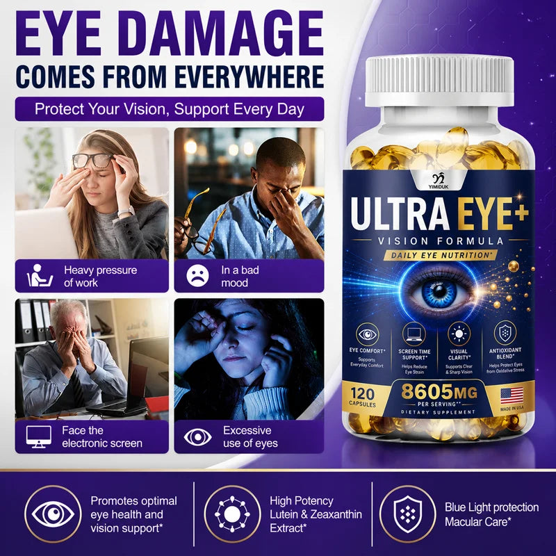YIMIDUK Ultra Eye+ Capsules – Lutein, Zeaxanthin & Bilberry Eye Vision Supplement Qst