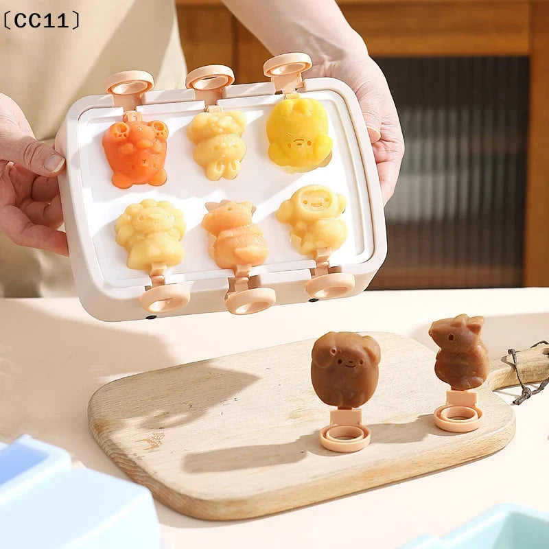 Animal Popsicle Molds Set with Lids & Sticks – DIY Ice Cream Popsicle Mold Set Qme