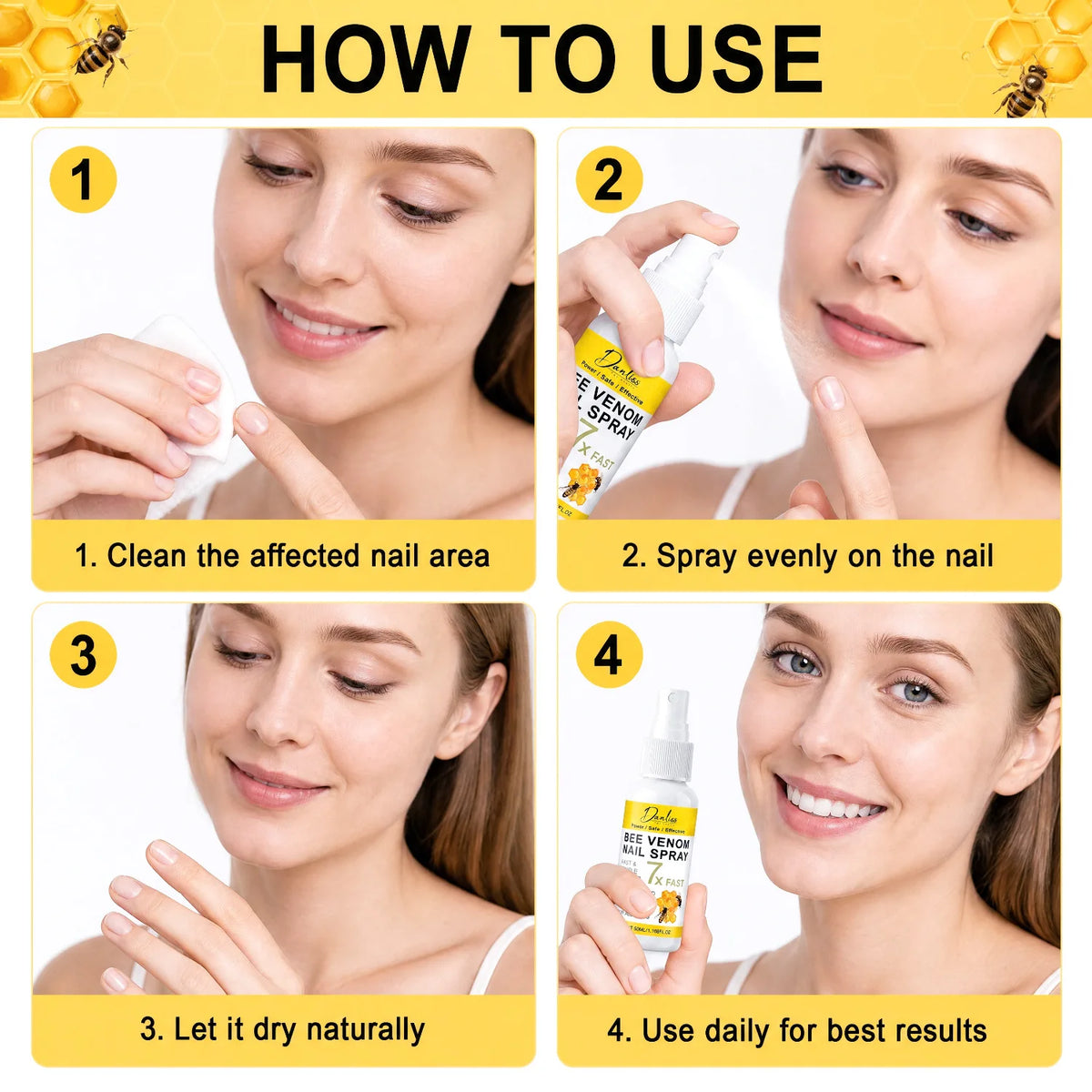 Bee Venom Nail Spray – Strengthen & Hydrate Nails Daily 50ml Nail Care Spray Qst