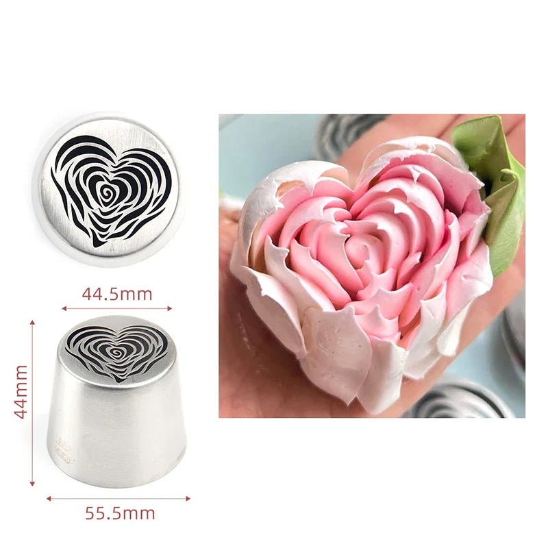 XL Heart Rose Russian Icing Tip | Stainless Steel Piping Nozzle Cake Decorating Tip Qme