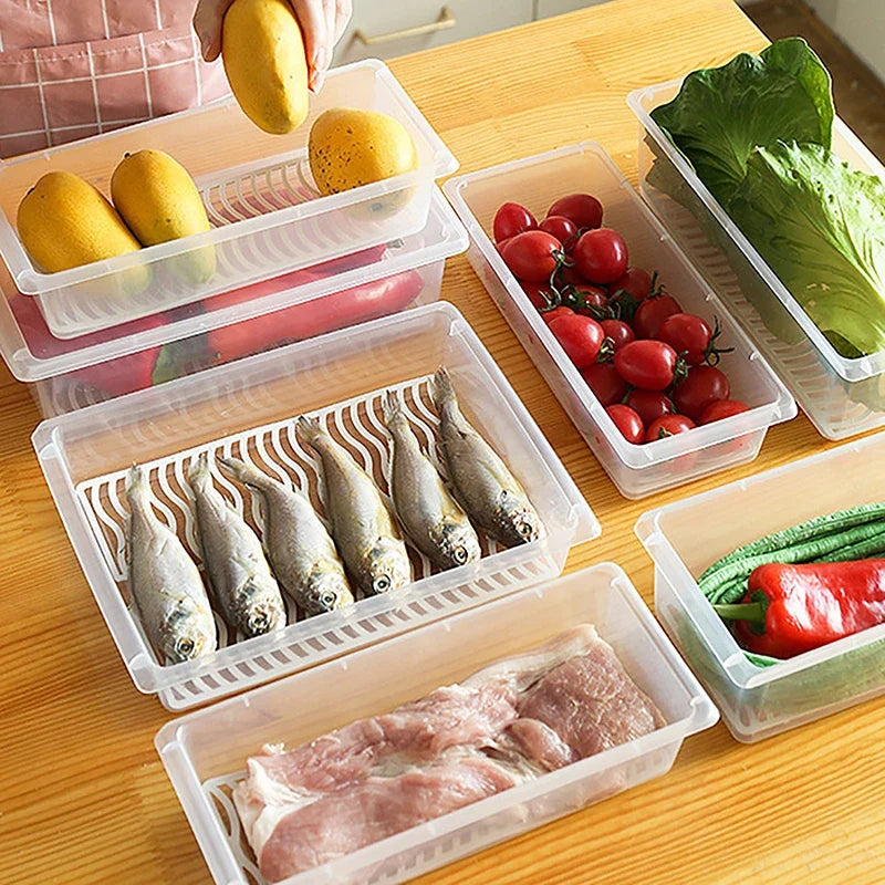 Removable Drain Plate Tray – Food Storage Container for Fridge Food Storage Tray Qme