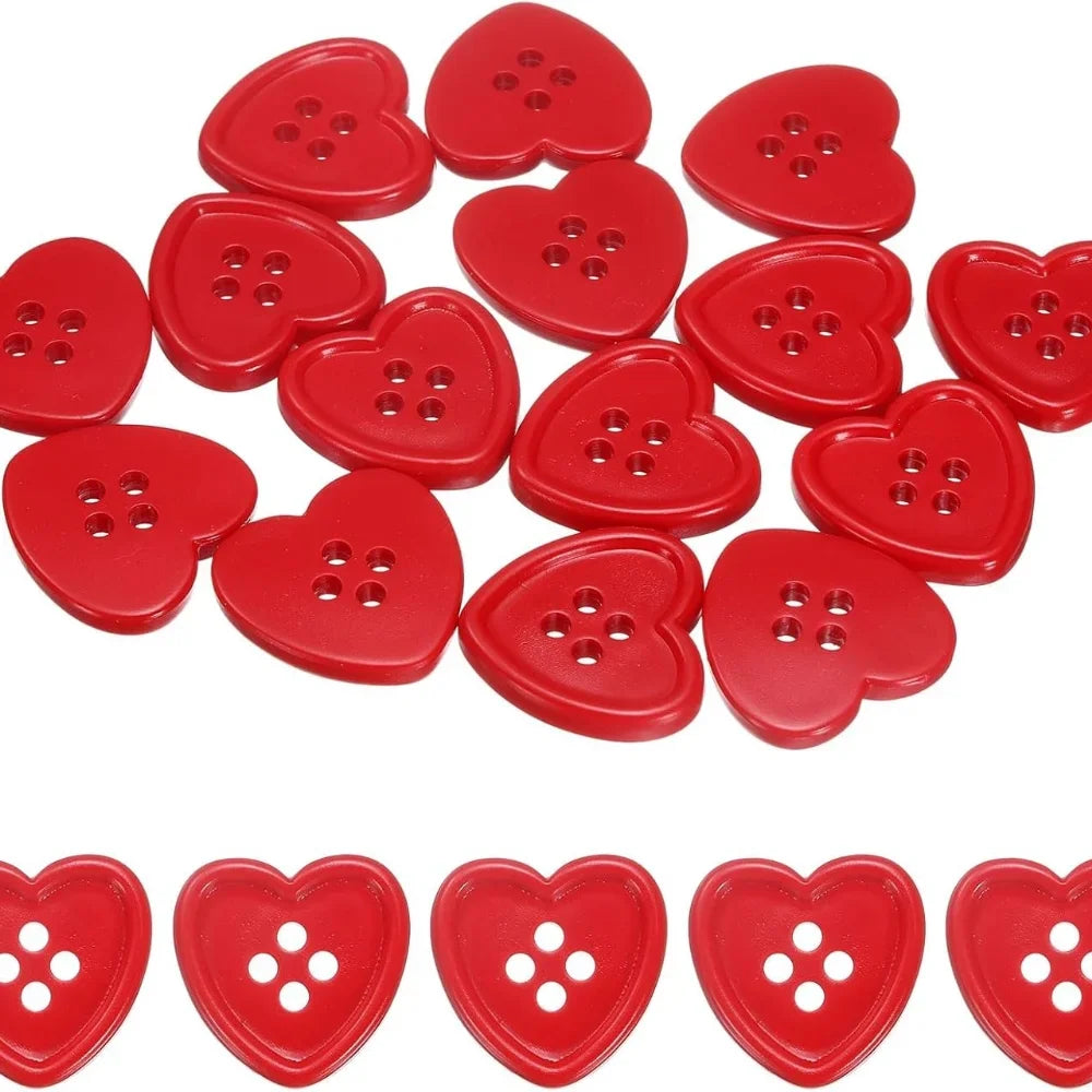 Vintage Burgundy Heart-Shaped Buttons – 20pcs for Coats & Sweaters Decorative Sewing Buttons Qme