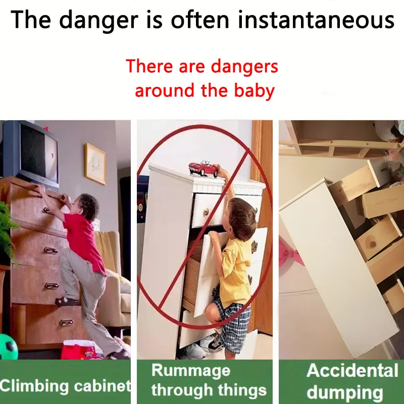 Self-Adhesive Furniture Anchors Anti-Tip Safety Straps | No Drill Furniture Safety Strap Qme