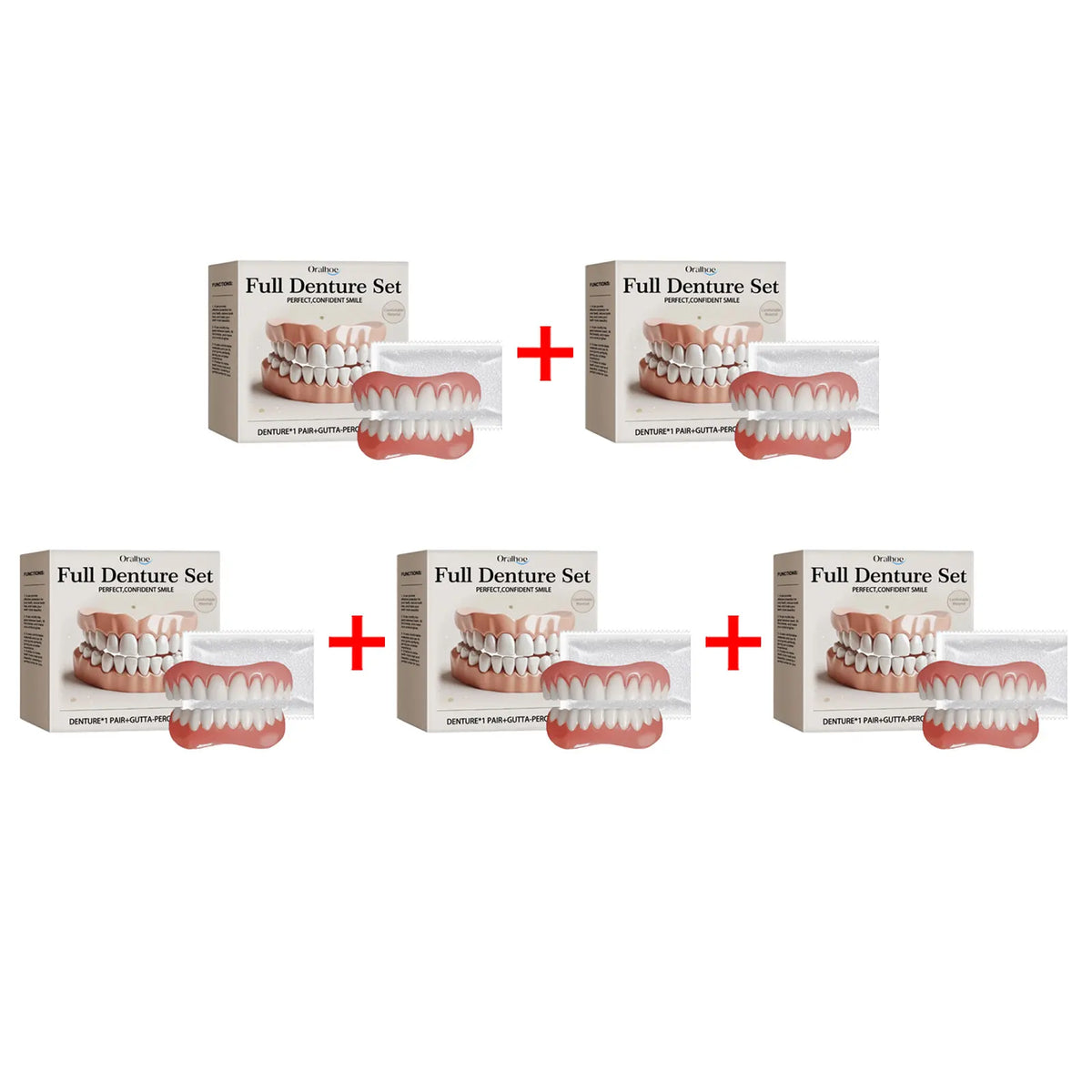Oralhoe Adjustable Dental Veneer Kit – Upper & Lower Denture Set Dental Veneer Kit Qst 5sets boxed