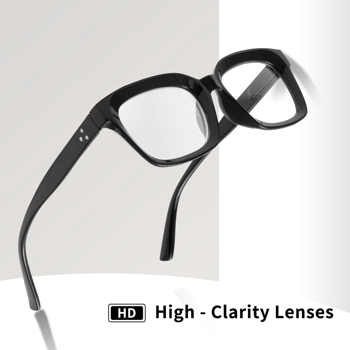 VOPHA Square Blue Light Blocking Reading Glasses +1.0–+3.0 Reading Glasses Qst 300 Black