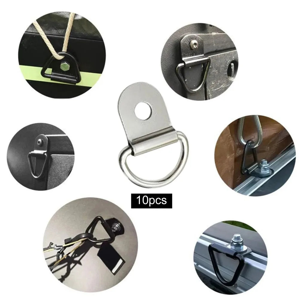 D-Ring Tie Down Anchors Stainless Steel Lashing Hooks 10-Pack Tie Down Anchor Qme
