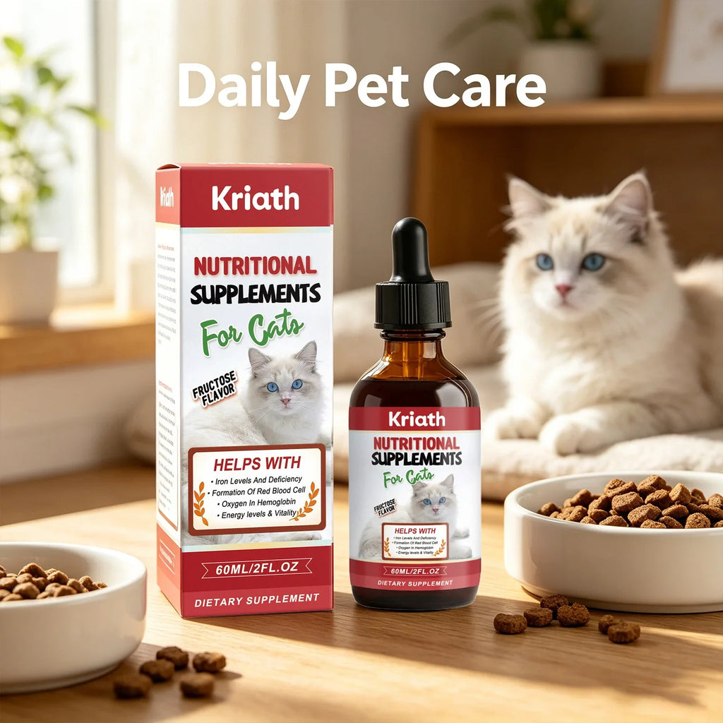 Kriath Cat Nutritional Supplement Drops – Energy & Vitality Cat Liquid Supplement Qme