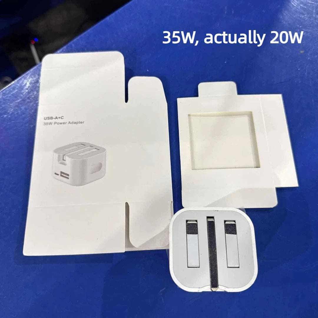 UK GB Plug USB-C Fast Wall Charger 35W PD QC3.0 – White USB-C Wall Charger Qst A3