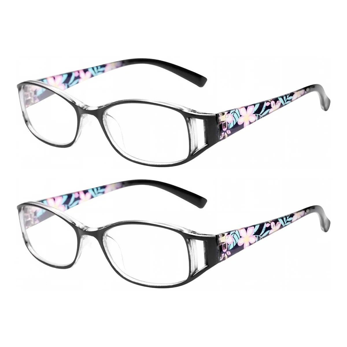 VOPHA Rectangle Reading Glasses Unisex +1.0–+3.0 | L8 Reading Glasses Qst 2PC-Black +200
