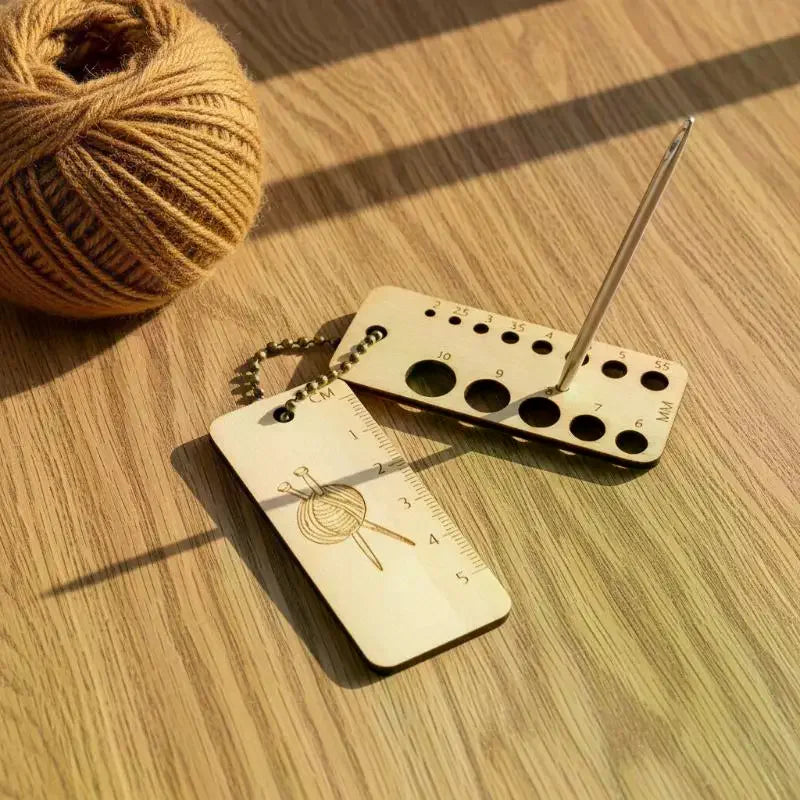 Wooden Knitting Ruler Gauge & Locking Stitch Markers – 6 Colors Knitting Stitch Markers Qme