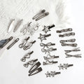 Y2K Metal Duckbill Hair Clips – 28 Pcs Barrette Set Hair Clip Set Qme Silver