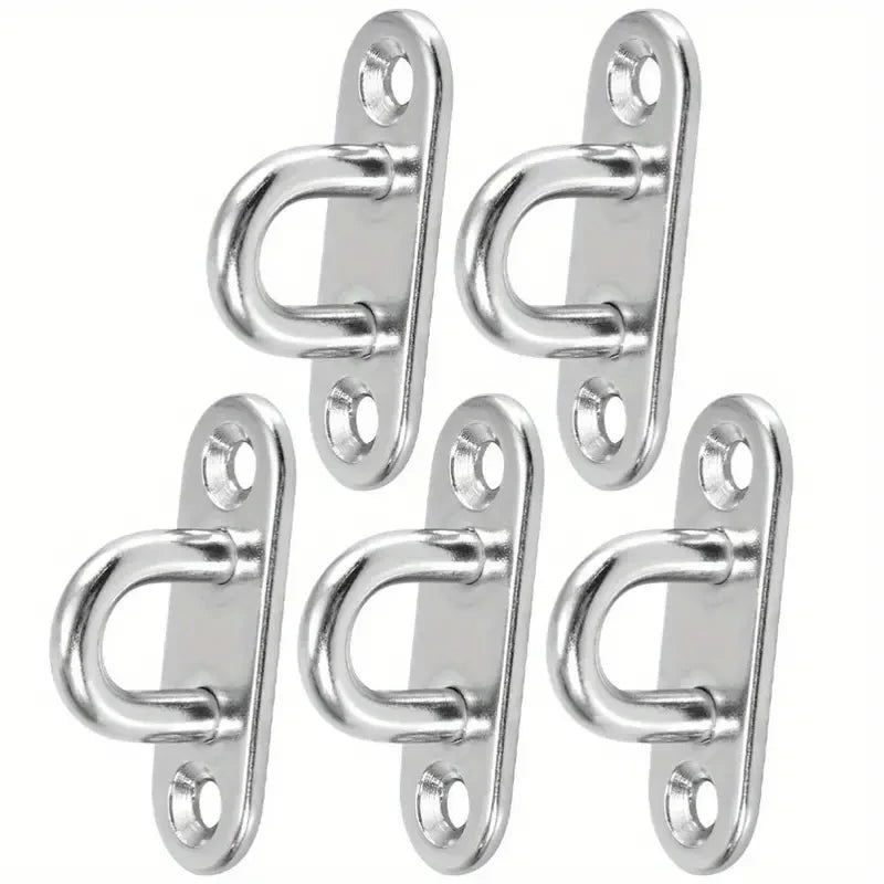 5-Piece Heavy-Duty Stainless Steel Eye Plate Hooks – Wall & Ceiling Mounting Eye Hooks Qme