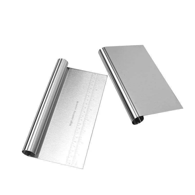 Stainless Steel Dough Scraper & Flour Cutter with Scale – 3 Sizes Dough Scraper Qst