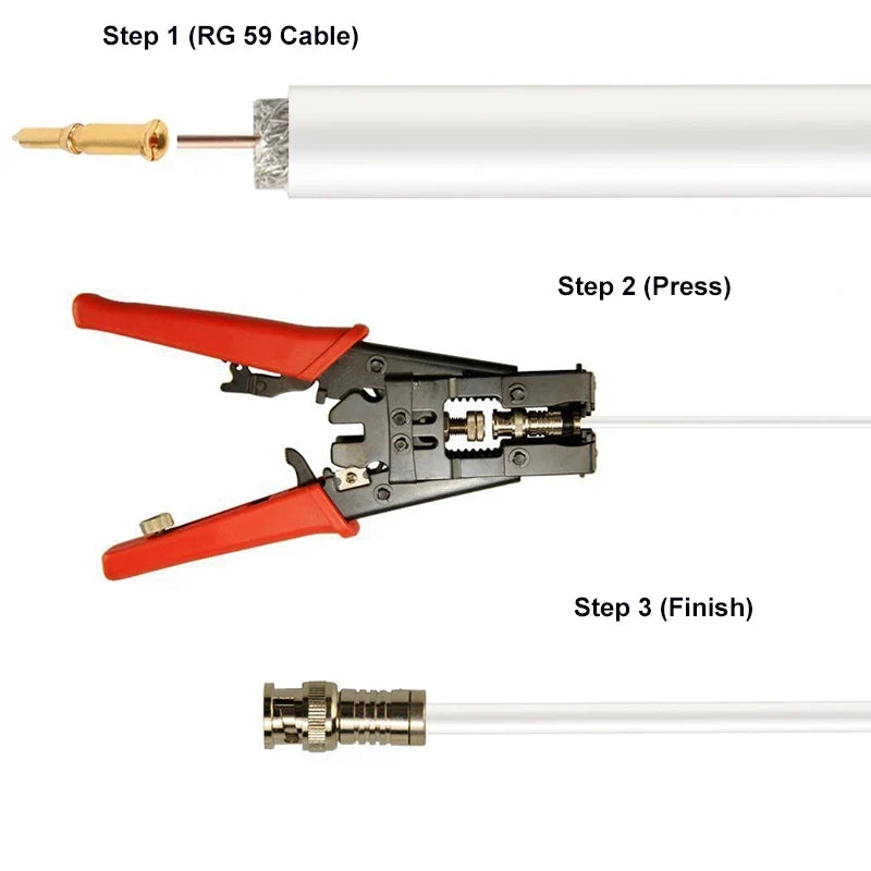 BNC Compression Connector RG59 Coaxial Cable – CCTV Security Coaxial BNC Connector Qme