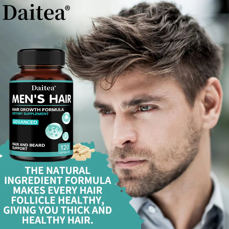Men's Hair & Beard Capsules – Saw Palmetto & Biotin | DAITEA Hair & Beard Supplement Qst