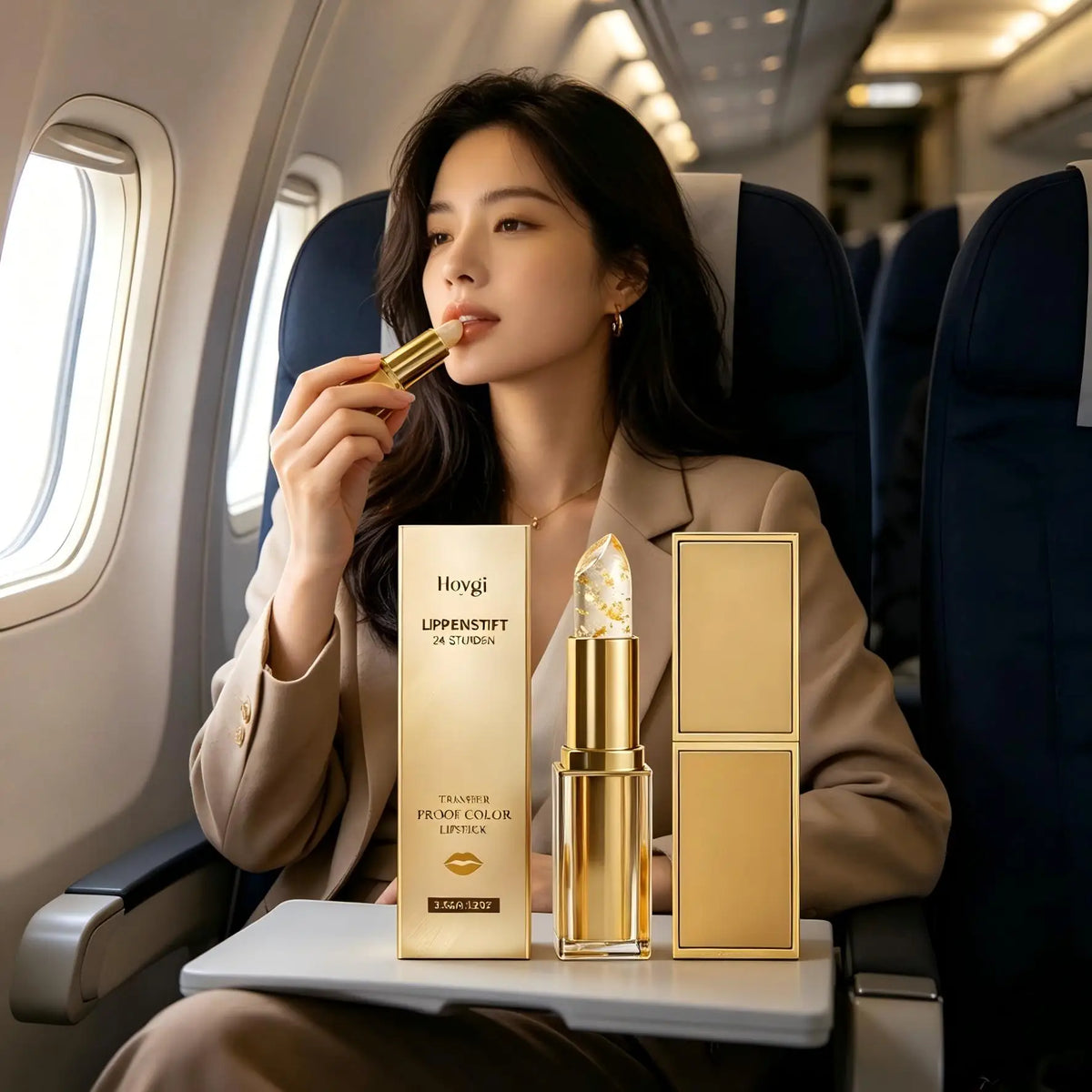 Hoygi Color Changing Lip Balm – Gold Shimmer & Hyaluronic Acid Tinted Lip Balm Qst