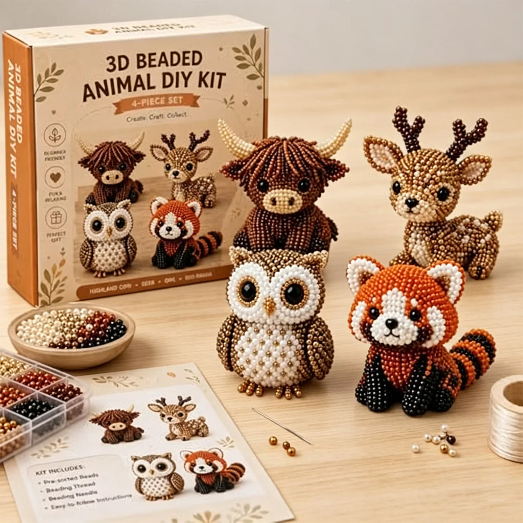 DIY 3D Animal Beading Kit – Handmade Cute Bead Craft Set DIY Beading Craft Kit Qme