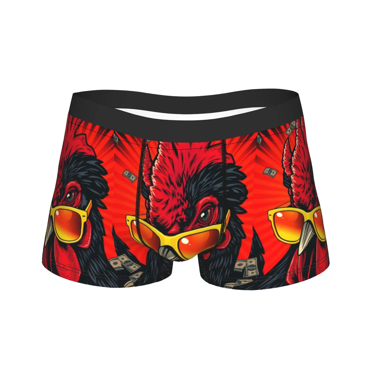 Men's Novelty Rooster Print Boxer Shorts | Soft Polyester Blend Men's Boxer Shorts Qst as picture XL