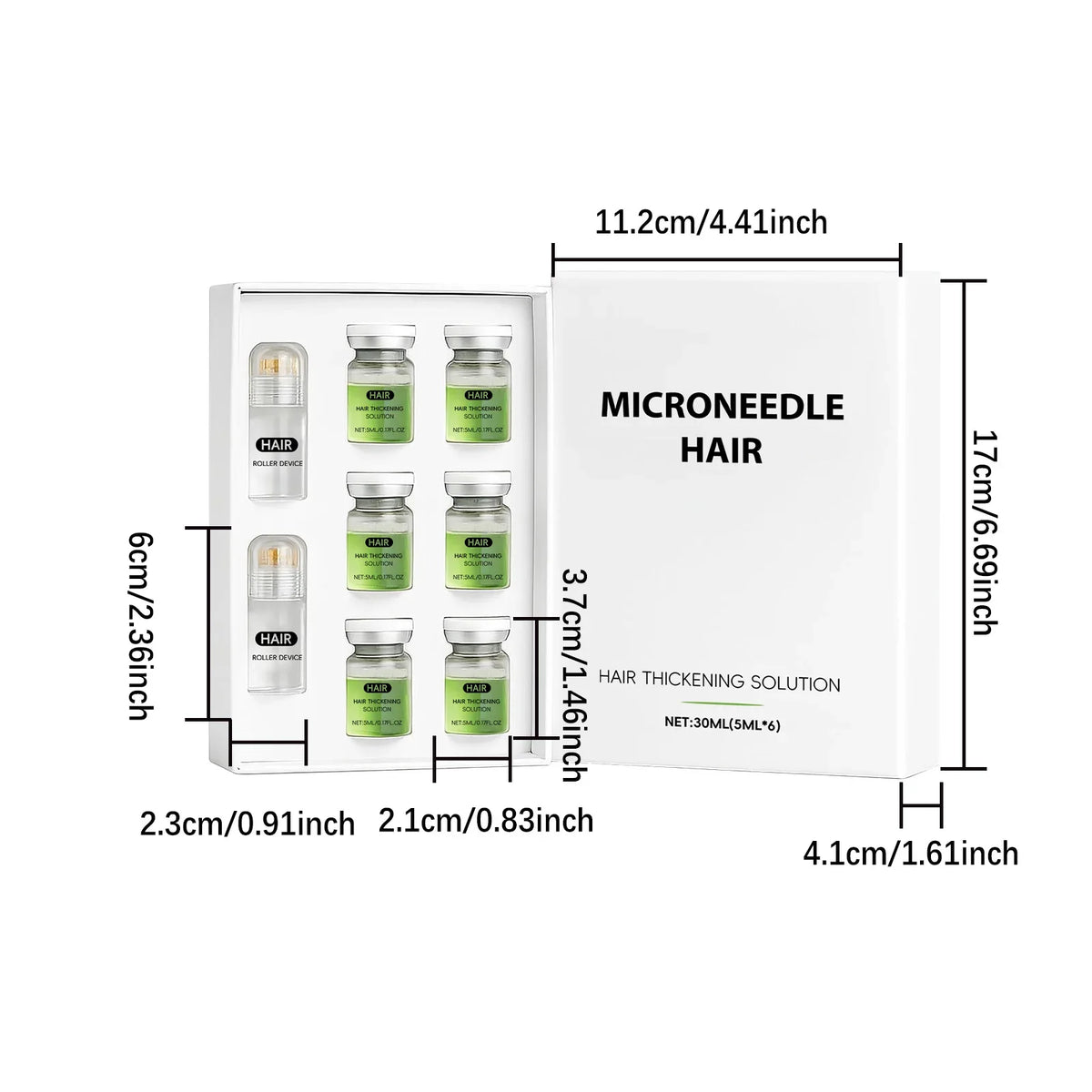 Hair Growth Serum & Microneedle Roller – Ginseng Follicle Care Hair Serum Roller Set Qme 1 Boxed