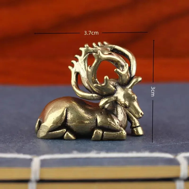 Solid Brass Elk Figurine – Retro Moose Desk Statue & Ornament Decorative Figurine Qme