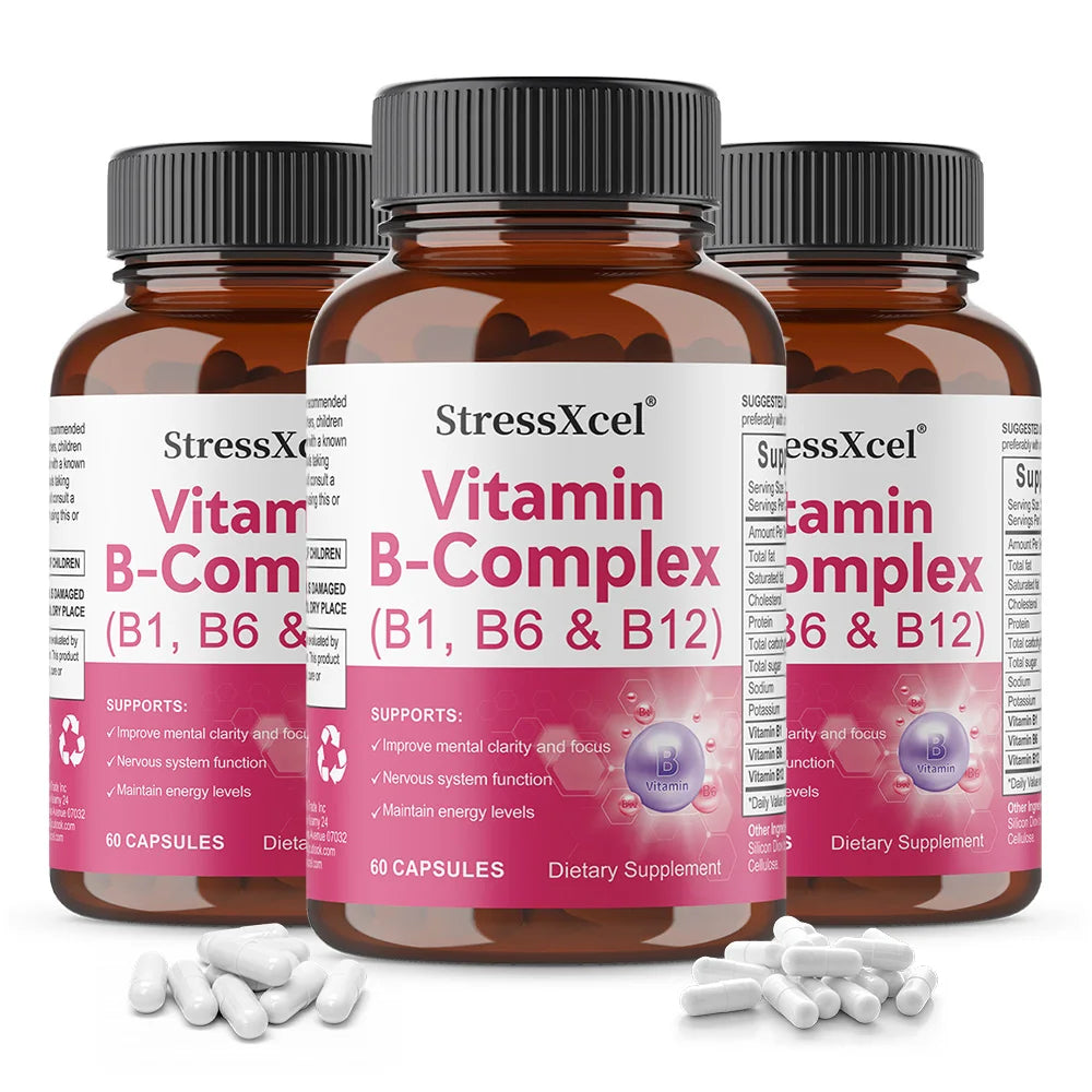 ZENVITALIZE Vitamin B Complex B1 B6 B12 Capsules – 60ct USA Vitamin B Supplement Qst 60 count-3 bottle