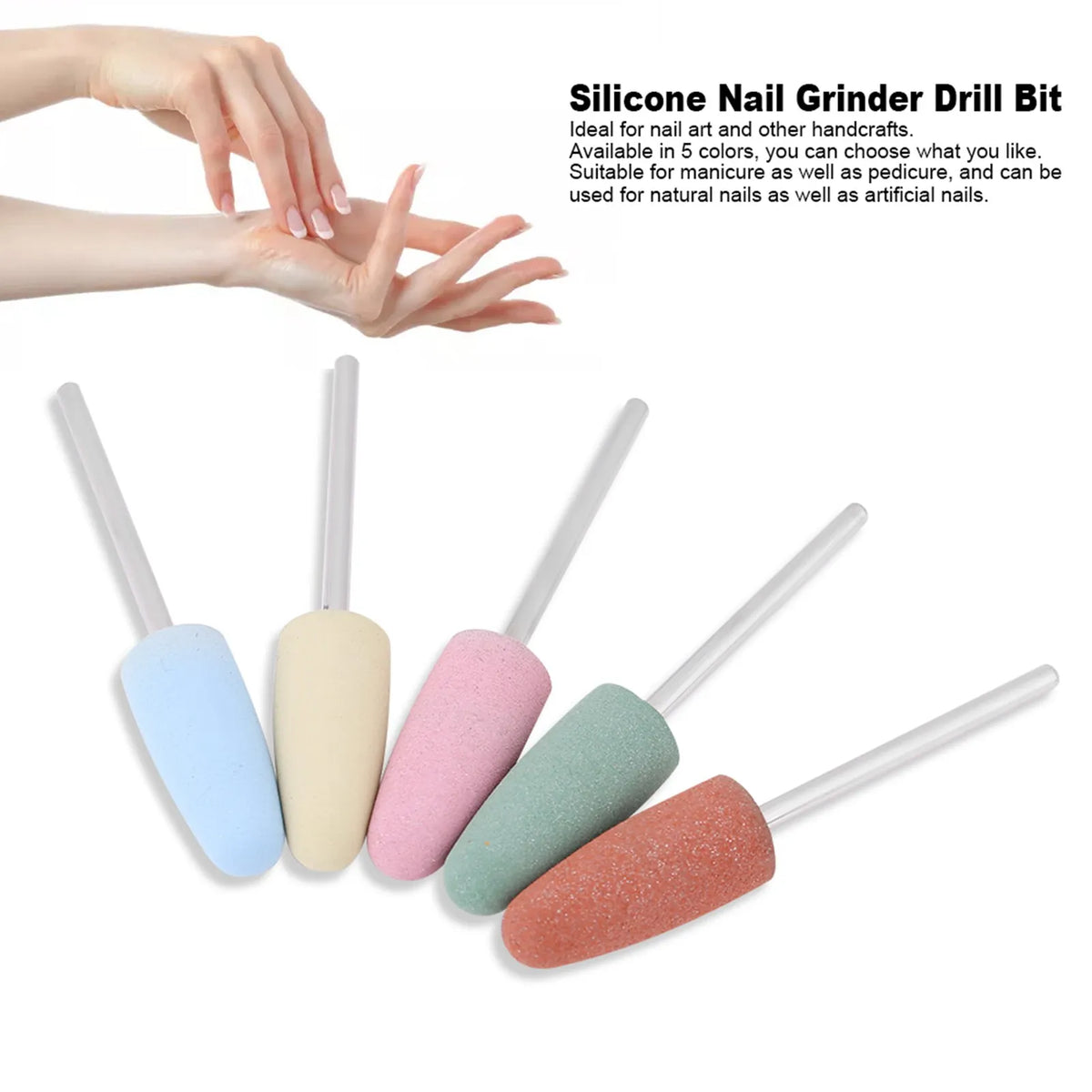 5-Piece Silicone Nail Drill Bits Set – Manicure Polisher Kit Nail Drill Bits Qme