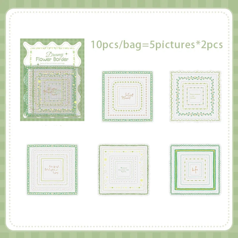 Watercolor Die-Cut Border Stickers | Journal & Collage Decor Decorative Stickers Qme C