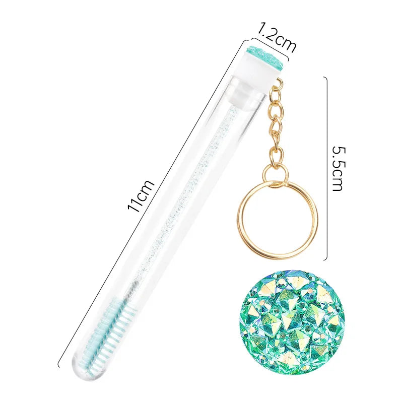 Reusable Eyelash Brush Tubes Gold Keychain Lash Spoolies Lash Spoolie Set Qme 5PCS-Green CN