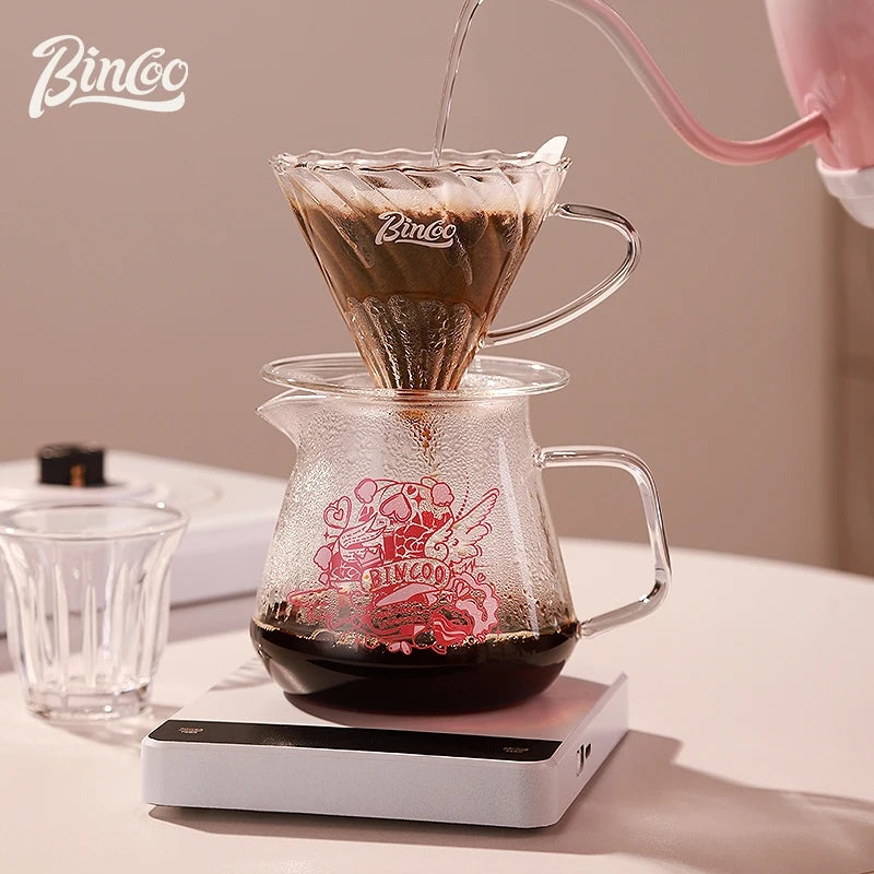 Bincoo Heartbeat Glass Pour Over Coffee Set – Borosilicate Pour Over Coffee Set Qst