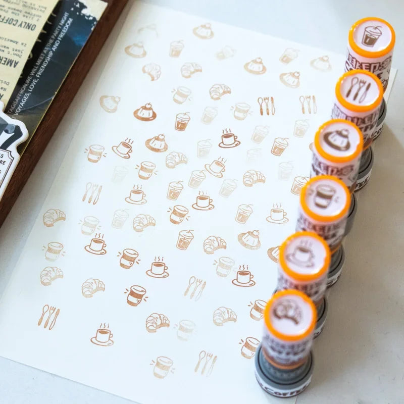 Cartoon Coffee Wooden Rubber Stamp – Cute Scrapbooking Seal Decorative Rubber Stamp Qme