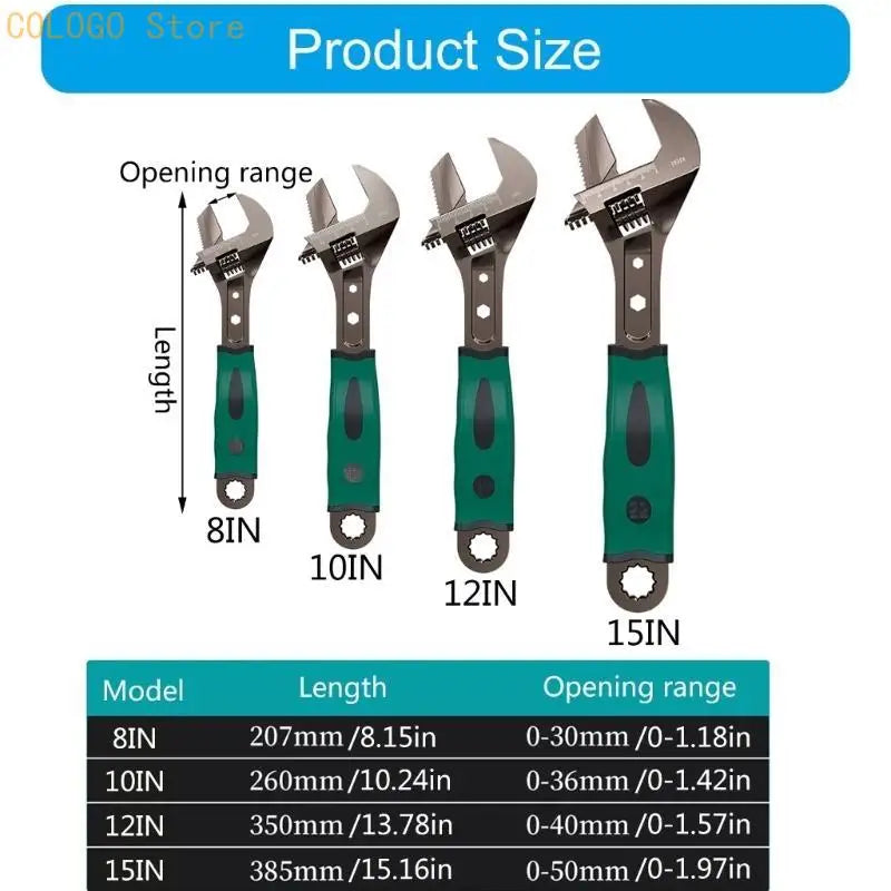 Adjustable Spanner Wrench Set – 8, 10, 12 & 15 Inch Steel Adjustable Wrench Set Qme