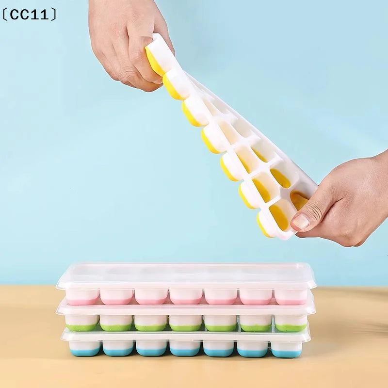 Silicone 14-Cube Ice Tray Mold with Lid – Easy Release Silicone Ice Cube Tray Qme