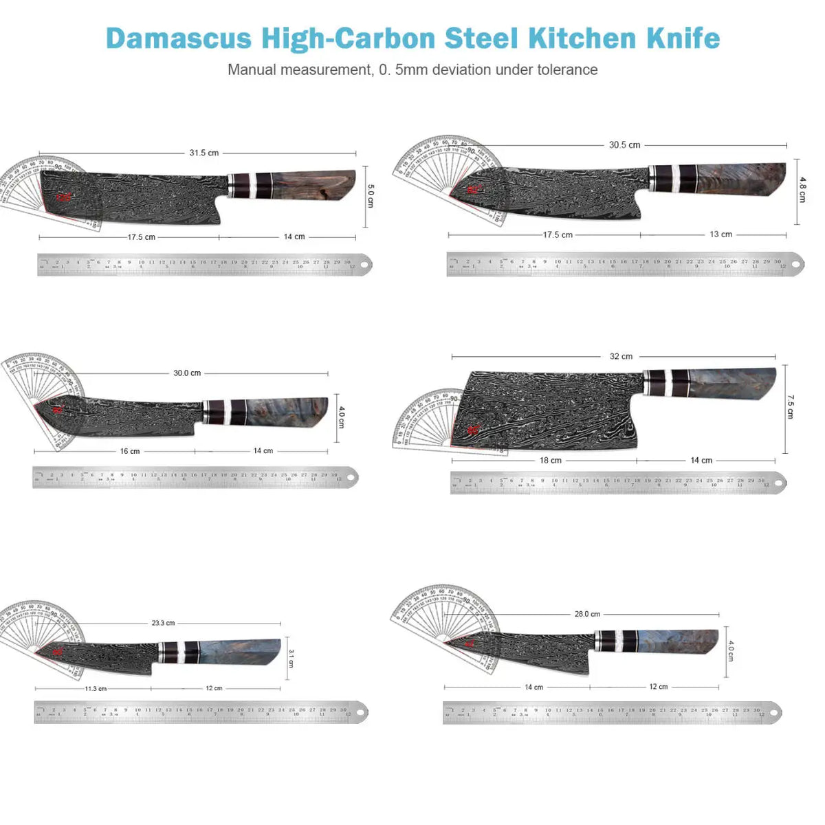 XITUO Damascus Steel Kitchen Knife Set 1–6PCS Wood Handle Kitchen Knife Set Qst