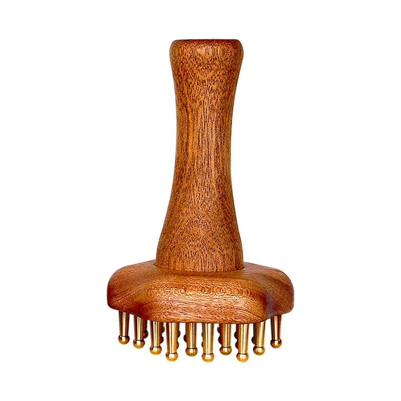 Copper Head Gua Sha Massage Comb – Wooden SPA Tool Gua Sha Massage Comb Qme N2