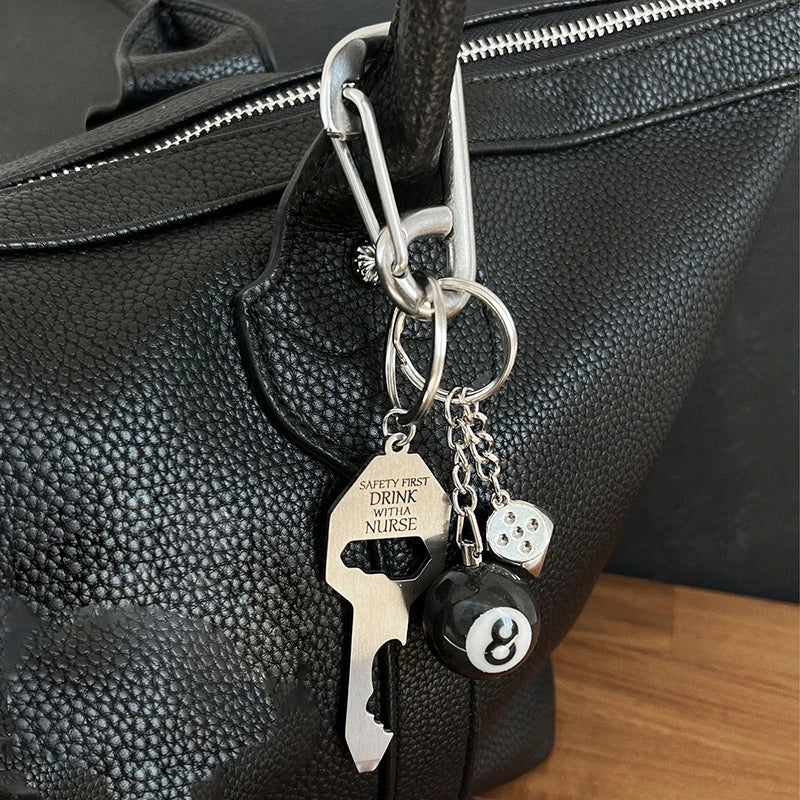 Punk Star Carabiner Keychain – Steel Oval Pendant Keyring Carabiner Keychain Qme