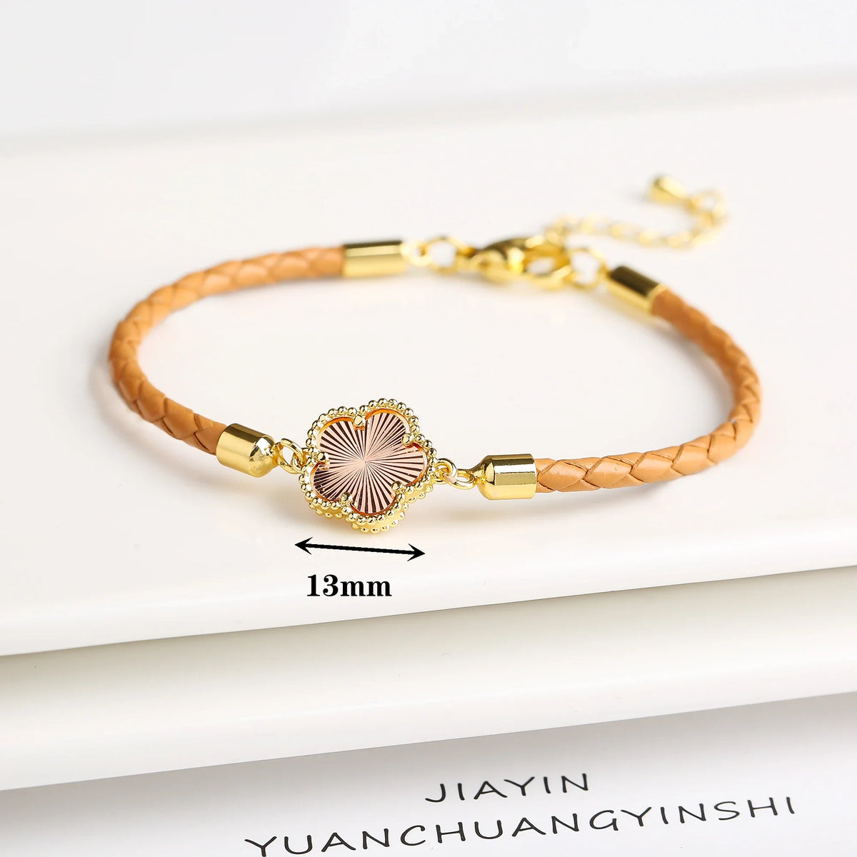 Zirconia Flower Leather Braided Bracelet for Women | 39 Colors