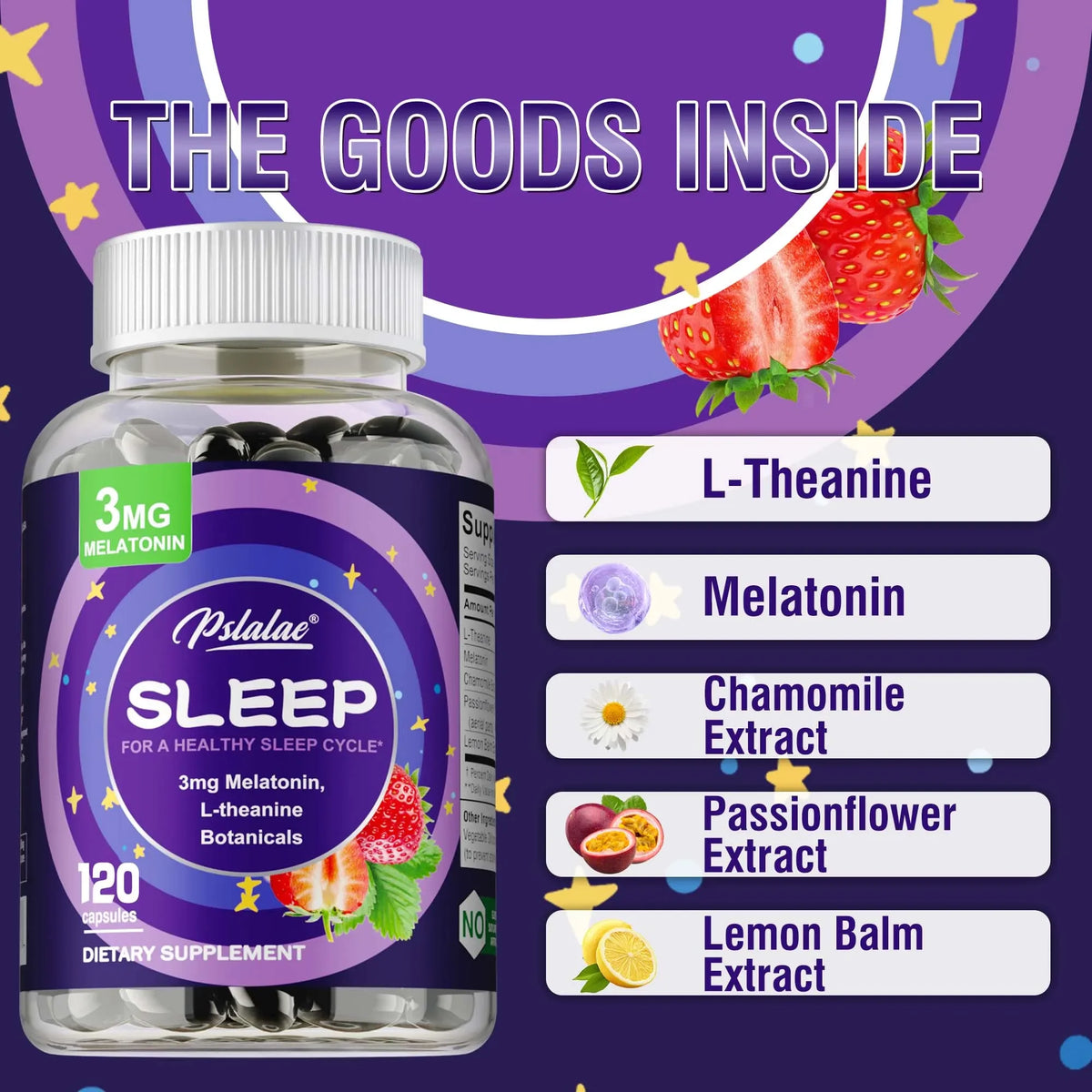 Pslalae Melatonin & L-Theanine Sleep Supplements | 3mg Sleep Supplement Qst