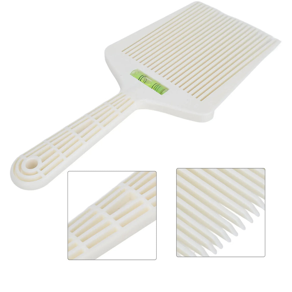 Professional Barber Flat Top Comb with Water Level Guide – White Barber Flat Comb Qme
