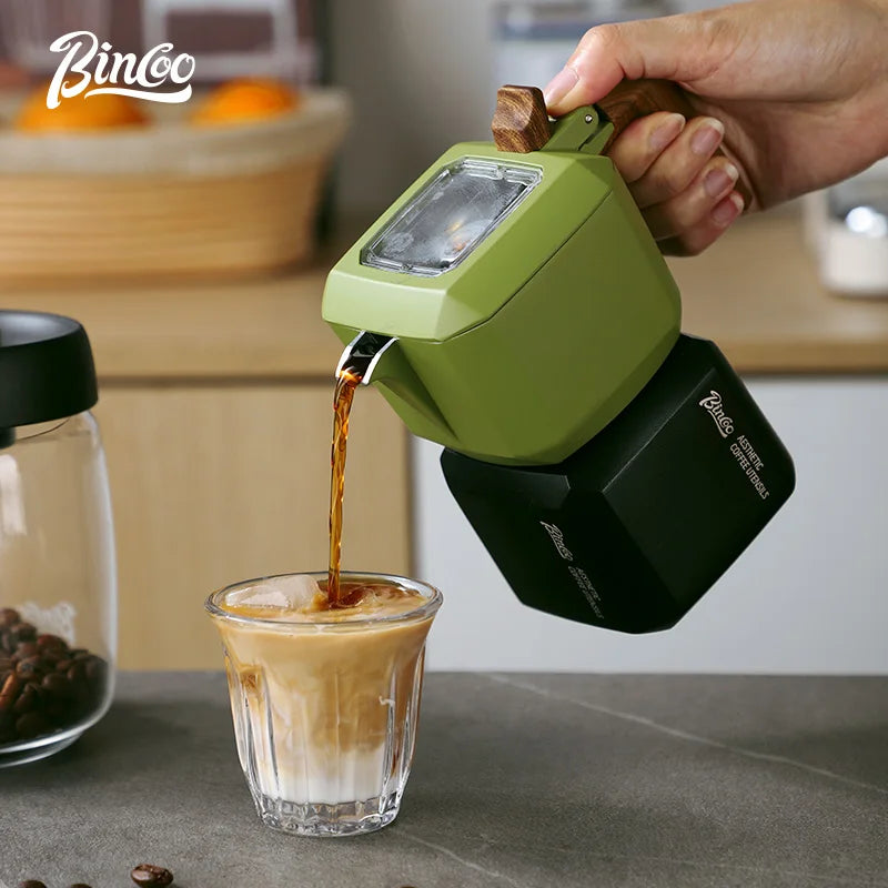 Bincoo Dual Valve Moka Pot Set with Hand Grinder & Filters Moka Pot Coffee Set Qst