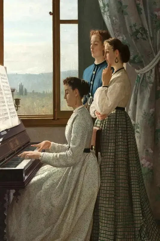 Vintage Piano Girl Aesthetic Canvas Wall Art Poster Print Canvas Wall Art Qst 6 40x60cm Unframed