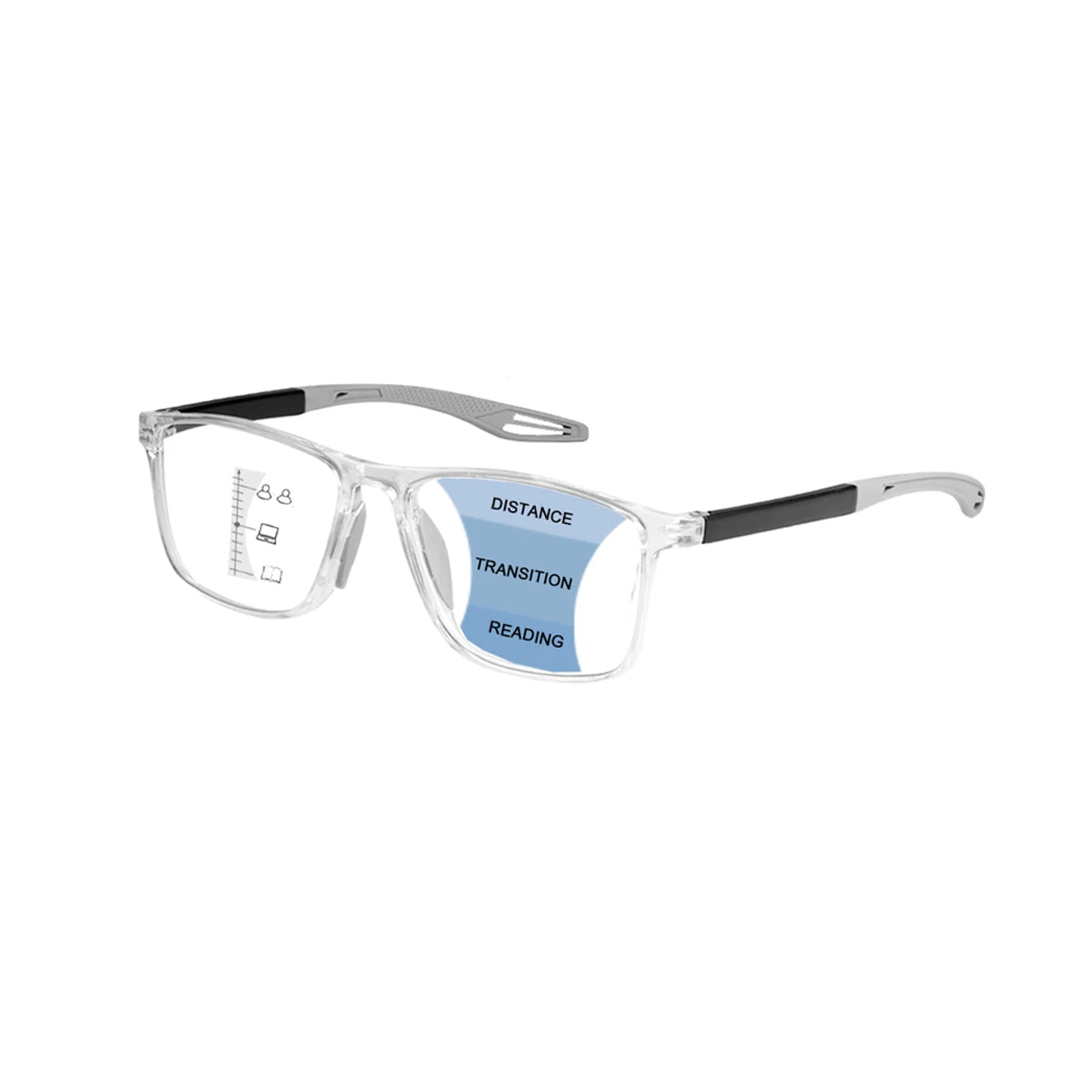 VOPHA TR90 Progressive Multifocal Bifocal Reading Glasses Multifocal Reading Glasses Qst Clear +300