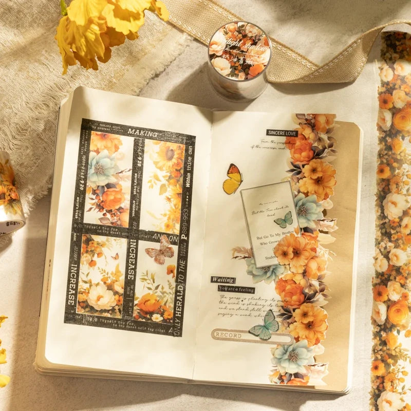 Flower PET Decorative Tape – Junk Journal & Scrapbooking Decorative Craft Tape Qme
