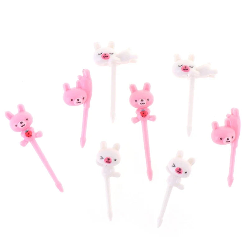 Cute Bear Mini Fruit Forks – Kids Cartoon Party Snack Picks 8pc Mini Food Picks Qme