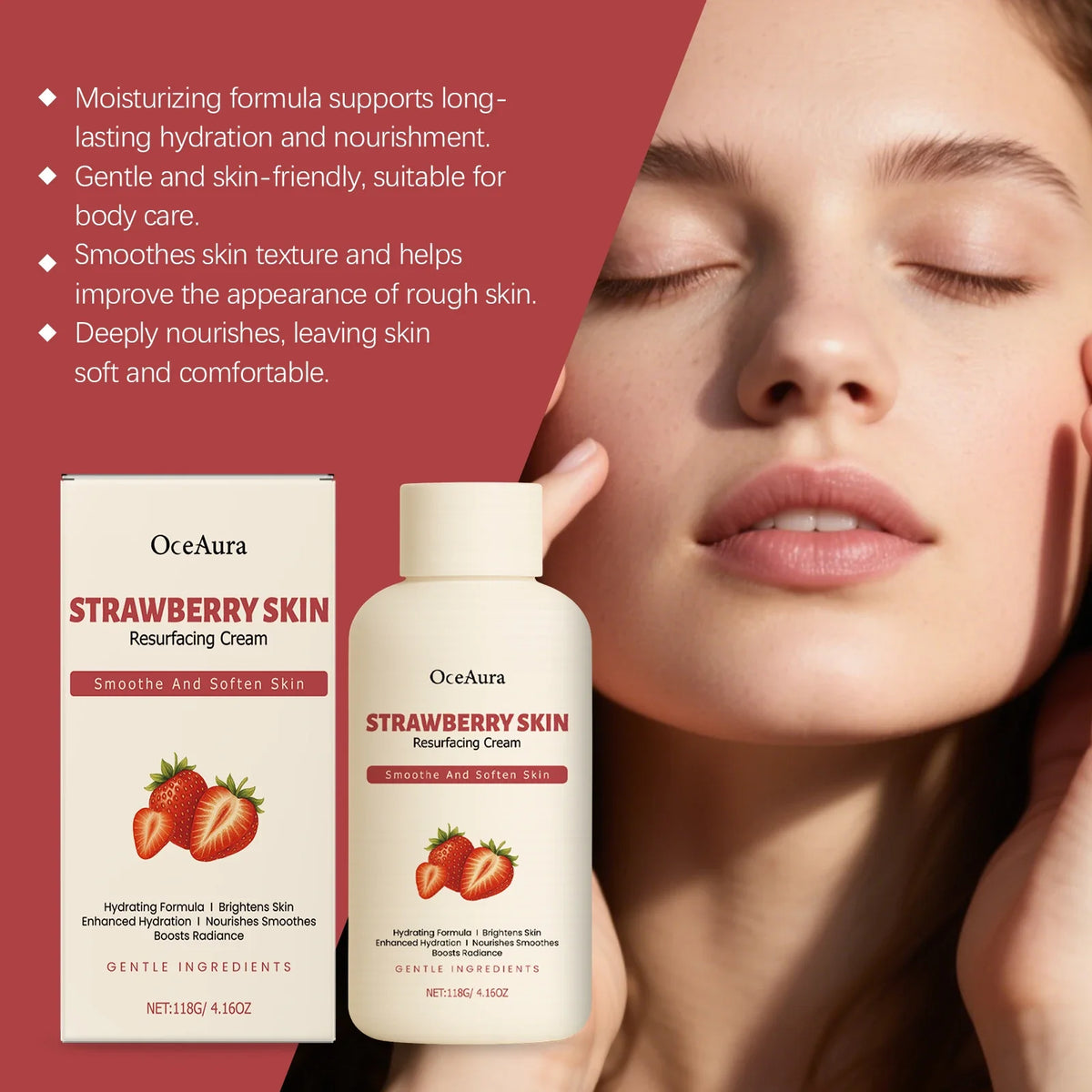 Strawberry Rejuvenating Body Cream – Brightening & Moisturizing Body Butter Cream Qme