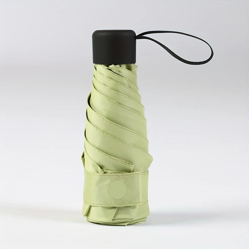 Compact 6-Fold Mini Umbrella – Portable Sun & Rain, Multi-Color Folding Mini Umbrella Qst light green 6K Iron