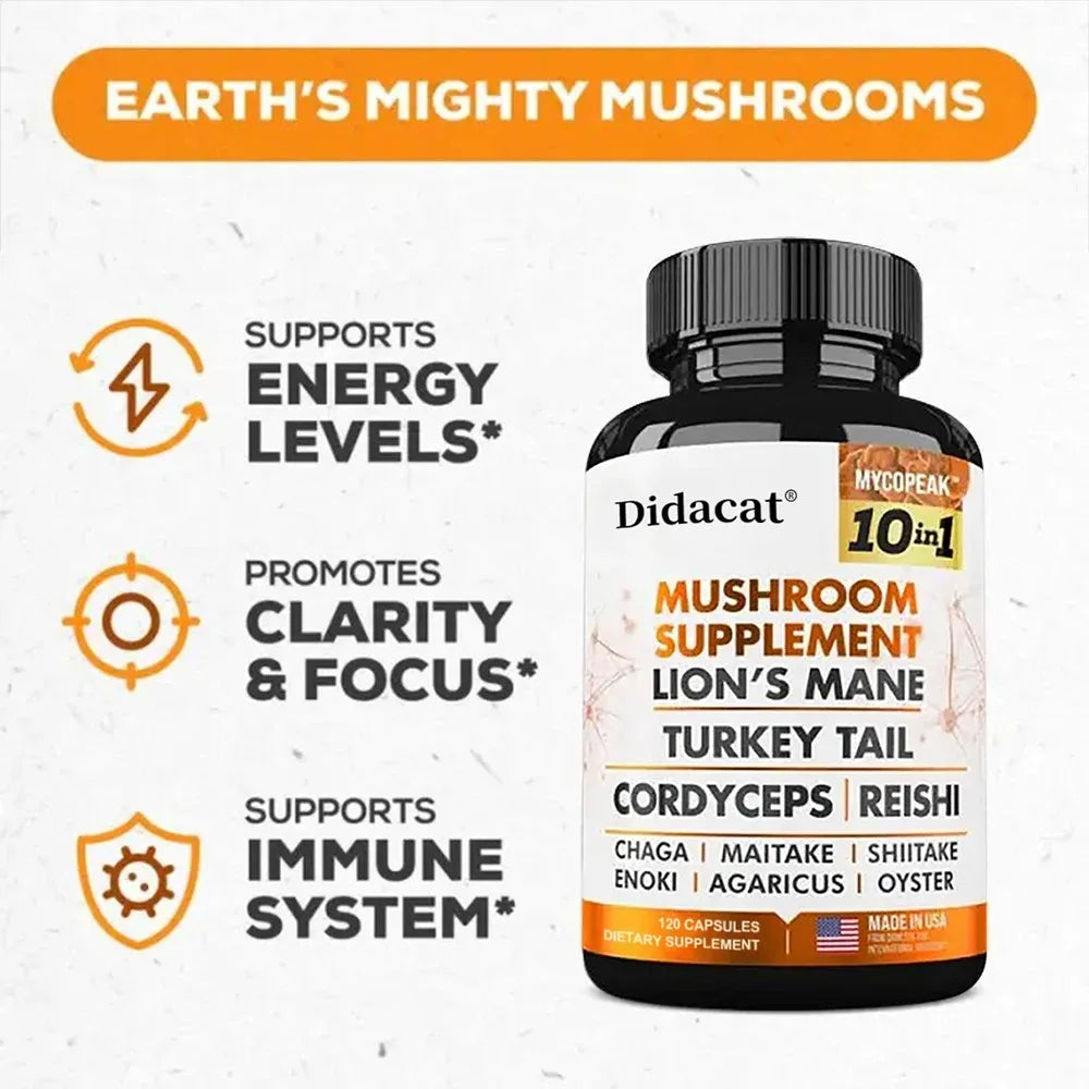10x Mushroom Complex – Immunity, Energy & Cognitive Support Mushroom Supplement Qst