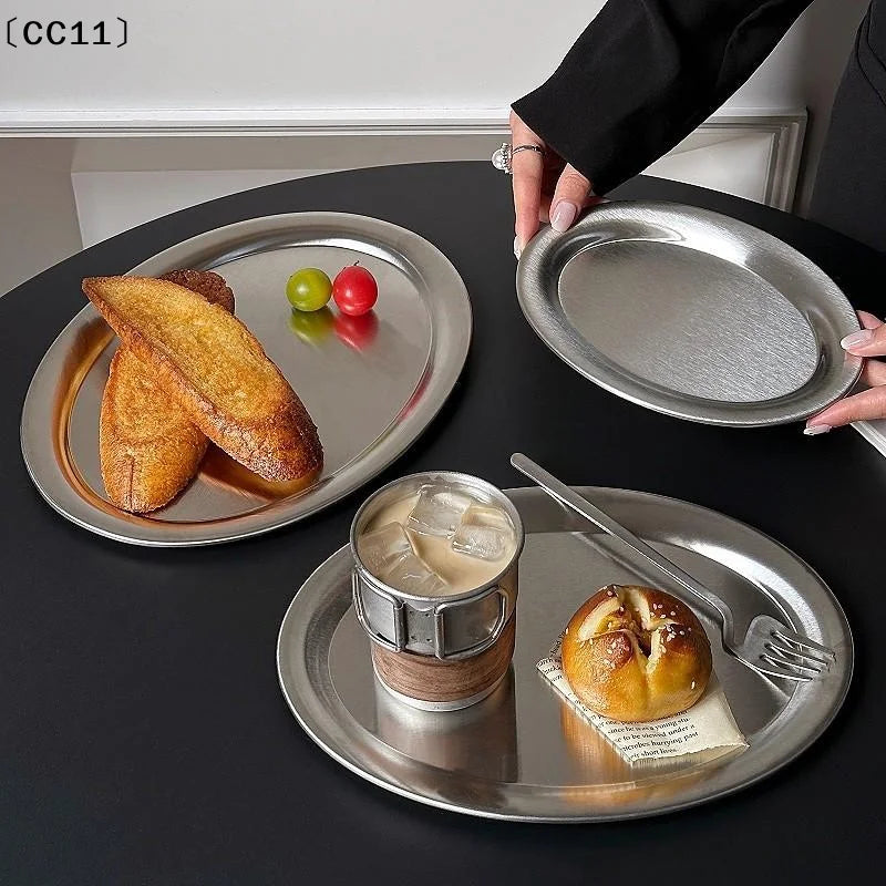 Stainless Steel Oval Fish Plate | Serving Platter for Dining Serving Plate Qme