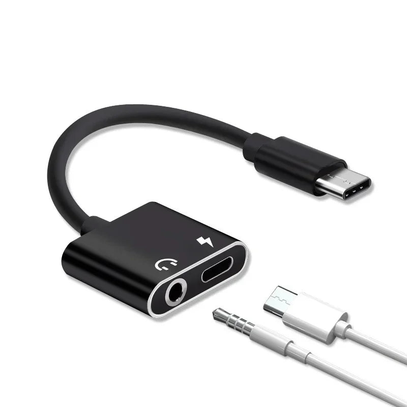 USB-C to 3.5mm Audio Adapter Earphone Converter Cable USB-C Audio Adapter Qme Type-c black