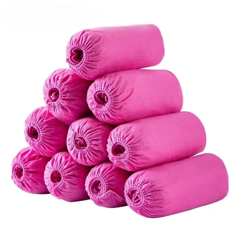 Disposable Non-Slip Shoe & Boot Covers – Nylon Foot Booties Disposable Shoe Covers Qme Pink 200PCS